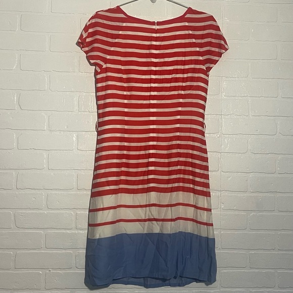 Boden Dress Round Neck Short Cap Sleeve White Pink Blue Size 6 - Picture 5 of 8